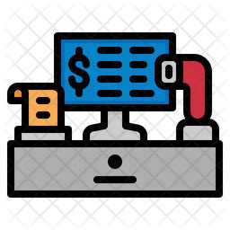 Pos System Icon - Download in Colored Outline Style