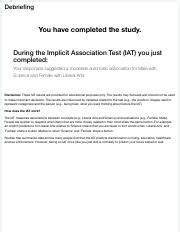 IAT 3 Pdf Debriefing You Have Completed The Study During The