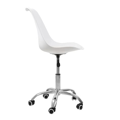 Cadeira Office Base Cromada Rodizio Giratria Saarinen Branco