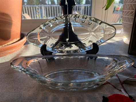 Vintage Heavy Clear Glass Banana Split Ice Cream Sundae Boat Dishes Etsy