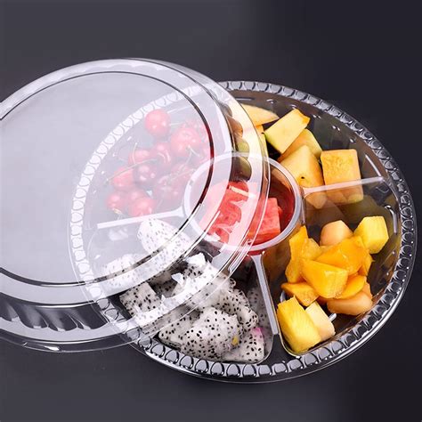 Pack Plastic Appetizer Tray With Lid Disposable Veggie Fruit Snack