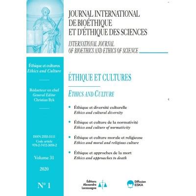 Journal International De Bio Thique Et D Thique Des Sciences Volume