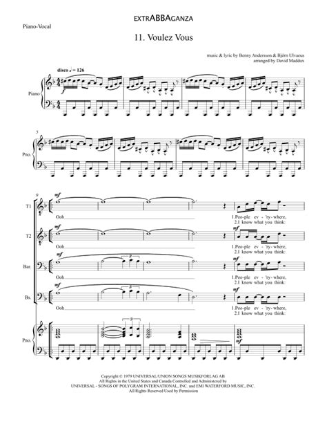 Voulez Vous Sheet Music Abba Ttbb Choir