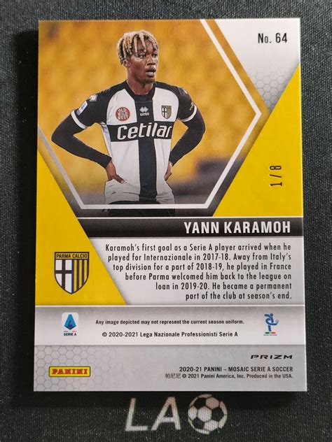 LA足球2021 PANINI MOSAIC 意甲 马赛克 元年 YANN KARAMOH 帕尔玛 卡拉莫 新秀RC 1 8编 首编 黑金