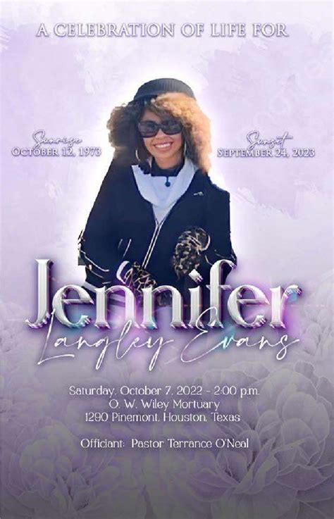 Jennifer Langley Evans 1973 – 2023 | Houston Funeral Program Design and Print