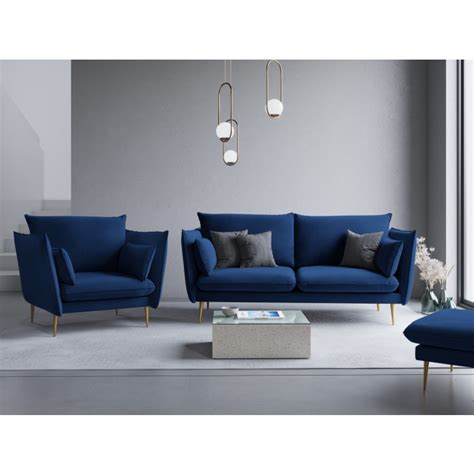 Sitzer Sofa Aus Samt K Nigsblau Agate Maisons Du Monde