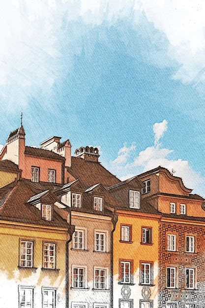 Premium Photo Warsaw Poland Color Pencil Landscape