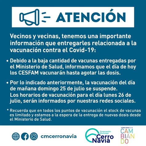 Municipalidad De CerroNavia On Twitter INFORMACION IMPORTANTE Por