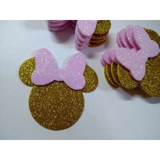 10 Apliques Minnie Glitter 6cm Grande Shopee Brasil