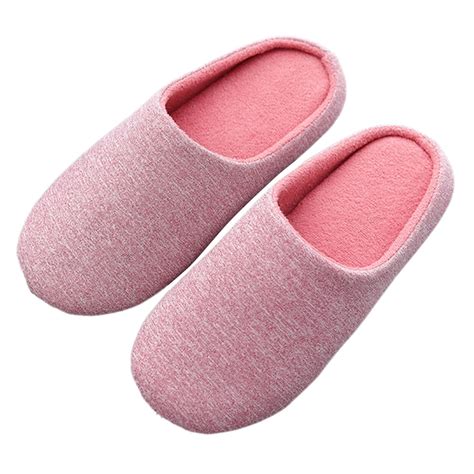 Womens Cotton Lightweight Home Slippers With Memory Foam Washable