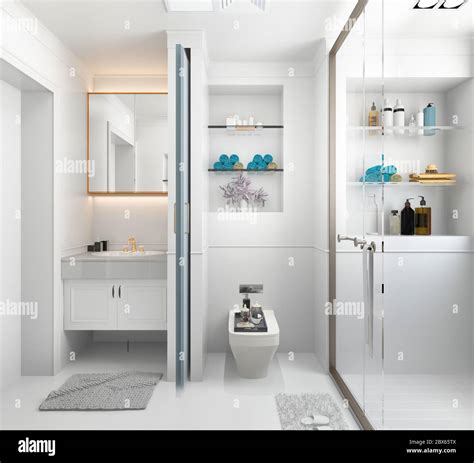 3d Render Of Modern Bathroom Stock Photo Alamy