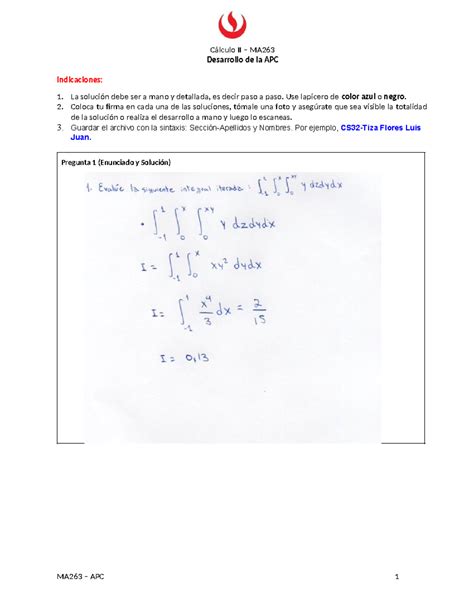 APC2 Desarrollo APC 2 cálculo II Cálculo II MA Desarrollo de la