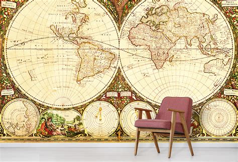 Pastel World Map Wallpaper Vintage Map Design Muralswallpaper Map Images