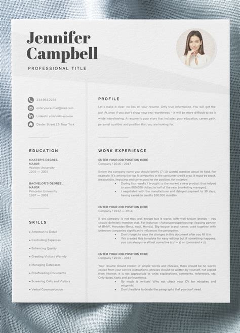 Microsoft Word Resume Template | Creative Resume Design with Photo - Cv ...