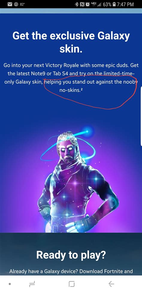 The descrpition for the galaxy skin on samsung.com... : r/FortNiteBR