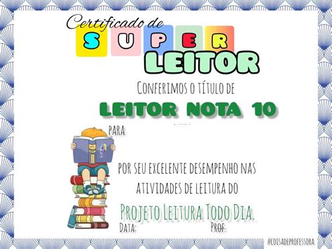 Certificado De Super Leitor