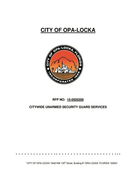 Fillable Online Opalockafl Rfp Citywide Unarmed Security Fax