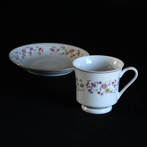 Modern Floral China Tea Cup and Saucer Colorful Floral - Etsy