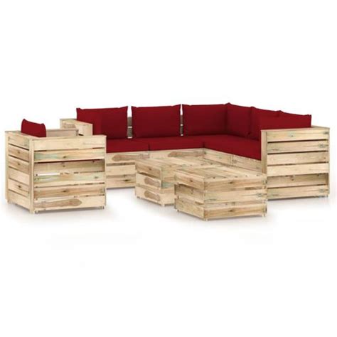 Set Muebles Jard N Pzas Con Cojines Madera Impregnada Verde Vidaxl