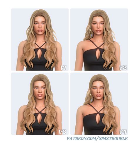 Wavy Hairstyles 🧴 Collection From Simstrouble 36 Posts Patreon Sims 4 Curly Hair Sims 4