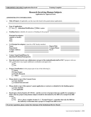 Fillable Online Fairmontstate IRB Application Form Fairmont State