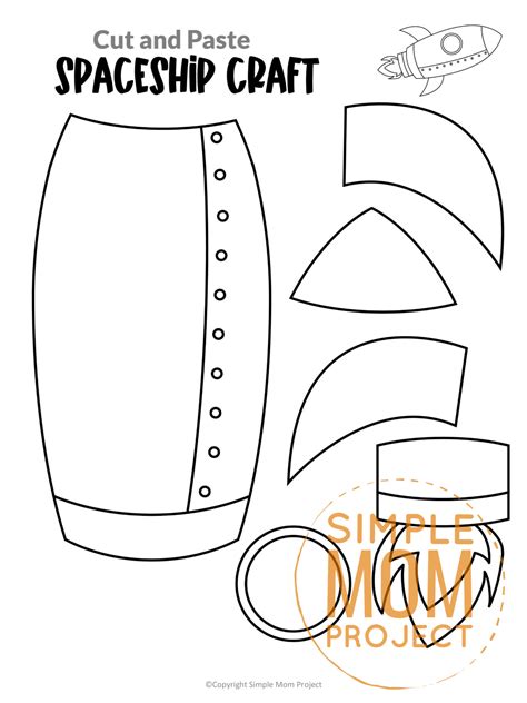 Rocket Space Ship Cut And Paste Craft Template Simple Mom Project Store