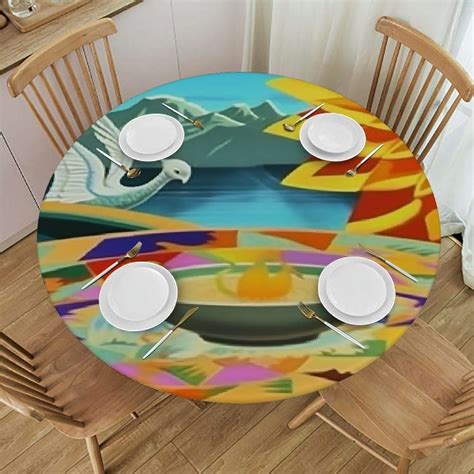 Jeuxus It S O Clock Somewhere Round Tablecloth Summer Parrot Pineapple