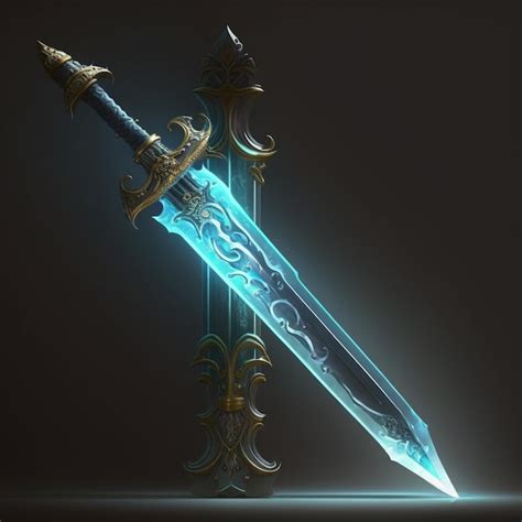 Premium AI Image A Close Up Of A Sword With A Glowing Blade On A