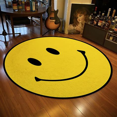 Emoji Rug Round Smiley Carpet Smiley Face Patterned Round Etsy Uk