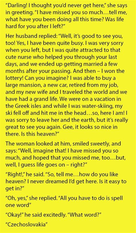 Funny Joke Husband Reunites With His Wife In Heaven