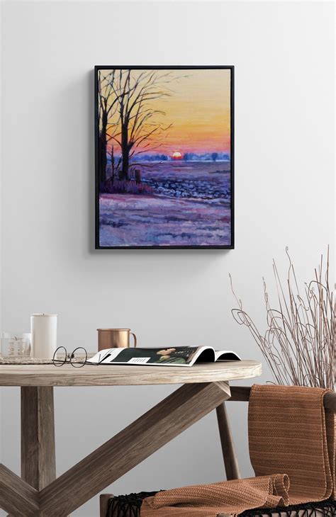 Sunrise Painting Farm Field Wall Art Country Road Sunrise - Etsy