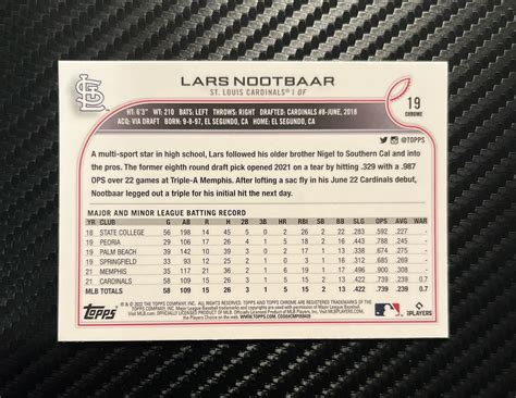 ヤフオク Lars Nootbaar Topps Chrome RC Black and White