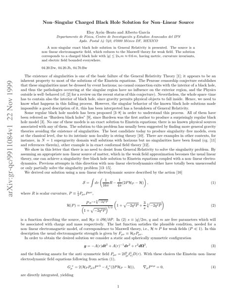 PDF NonSingular Charged Black Hole Solution For Non Linear Source