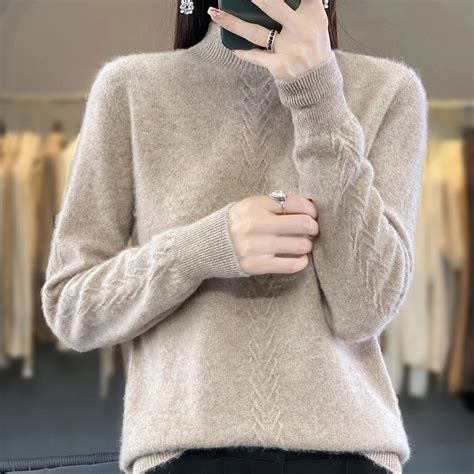 Pull En Laine M Rinos Pure Pour Femme Pull Col Mi Haut Pull En Tricot