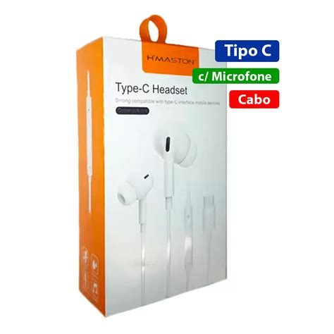 Fone Tipo C Headset H MASTON Fio Central Eletro