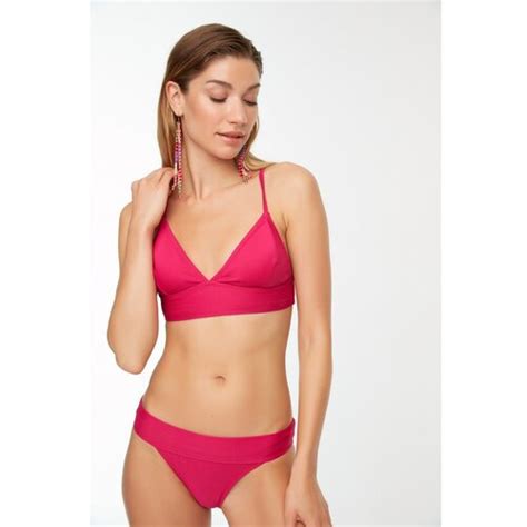 Trendyol Fuchsia Textured Triangle Bikini Top EPonuda