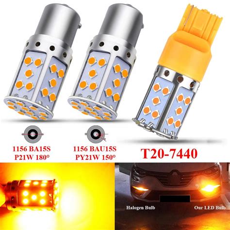 Buy 2X Error Free No Hyper Flash Amber Bau15s 7507 PY21W Light Turn