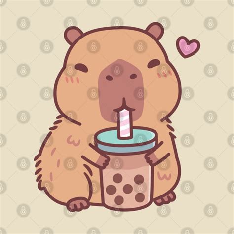 Cute Capybara Loves Drinking Bubble Tea Cute Capybara T Shirt