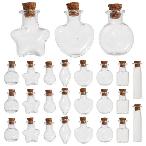 48pcs Clear Glass Bottles Glass Wish Bottles Diy Wishing Bottles Tiny Wishing Bottles Clear