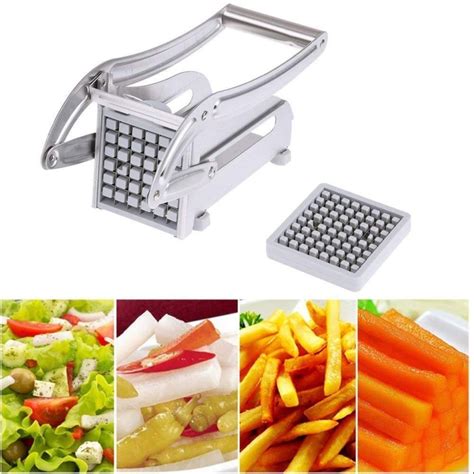 Silver Stainless Steel French Fries Potato Chips Strip Cutter Machine