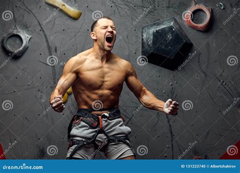 Success Concept Man Screaming Showing Strength And Muscles Strong