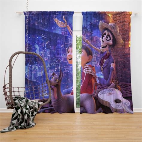 Coco Movie Dante Hector Miguel Rivera Window Curtain