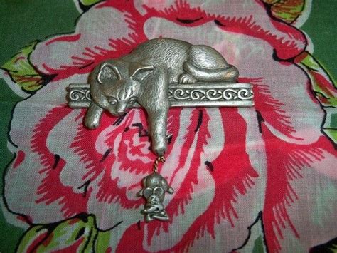 Vintage Jj Cat And Mouse Designer Brooch By Blackrain4 On Etsy