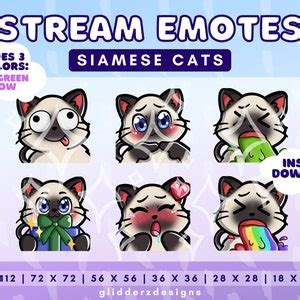 Siamese Cat Emote Jumbo Pack Siamese Cat Twitch Emotes Siamese Cat