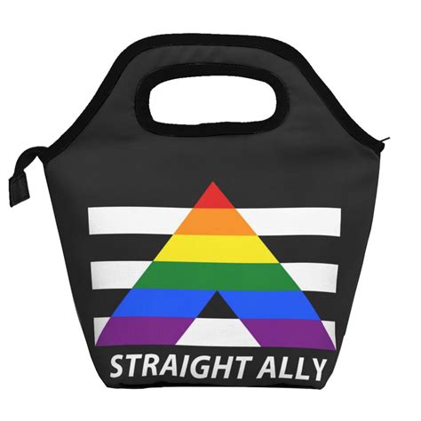 LGBTQ Gay Straight Ally Pride Flag Insulated Lunch Bag Portable Cooler