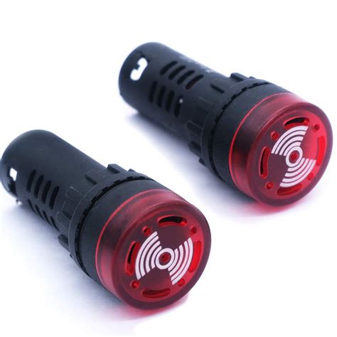 Mxuteuk 2Pcs 22mm AC DC 12V Red LED Buzzer Flash Alarm Signal Indicator