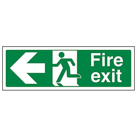 Fire Exit Safety Sign Arrow Left Glow In The Dark Plastic 300x100mm Diy At Bandq