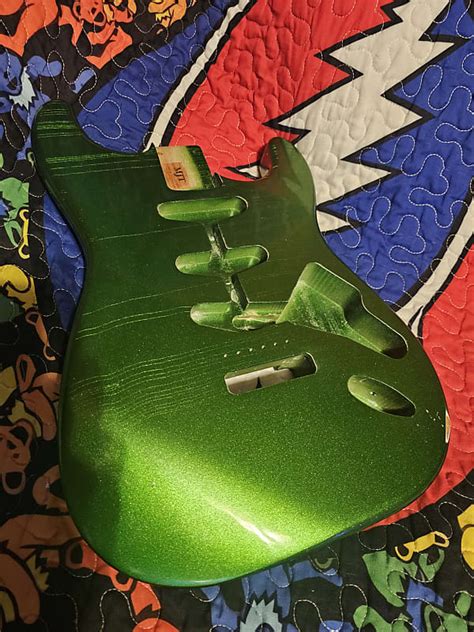 Mjt Warmoth Stratocaster Body Relic Metallic Green Mark Reverb