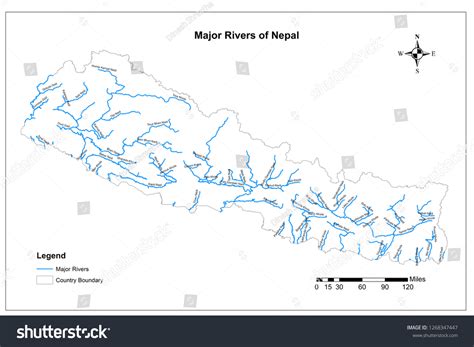 River Network Map Nepal 스톡 일러스트 1268347447