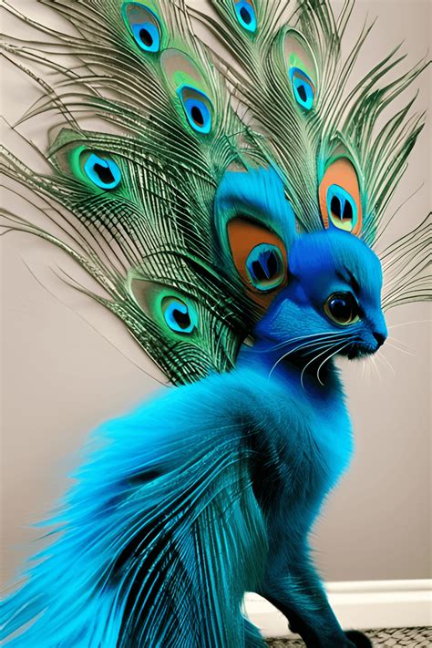 Adorable Peacock Cat Kitten · Creative Fabrica